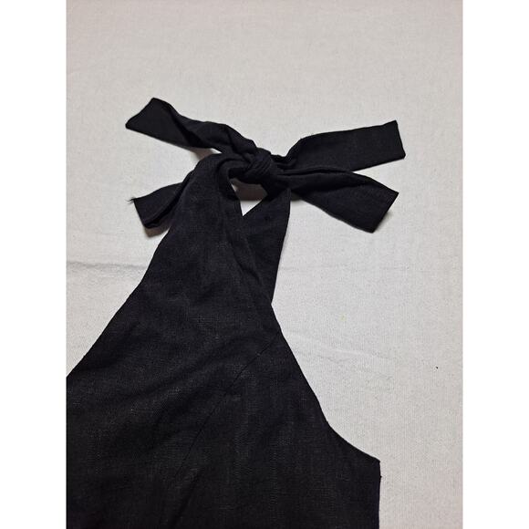 Express Women's Large Sleeveless Peplum Top Black Linen Blend Zipper Back - Picture 6 of 8